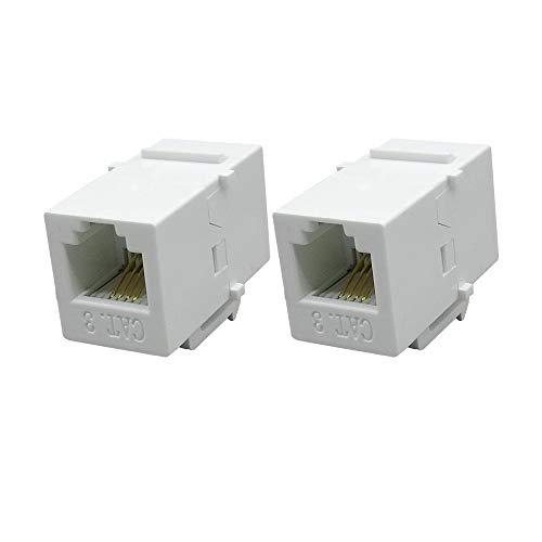 BUPLDET RJ11 RJ12 Keystone Phone Jack - CAT3 Female to Female Telephone Jack Coupler - White(2-Pack)