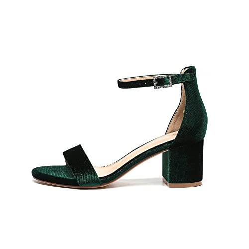 Amoji Women's 2.5 Inch Low Heel Ankle Strap Dressy Sandals 3012