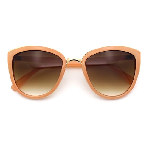 SA106 Runway Fashion Metal Bridge Trim Oversized Cat Eye Sunglasses Peach Gold