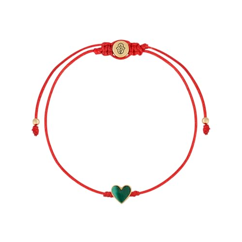 KARMA AND LUCK Red String Bracelet for Women – Adjustable 5”–8” Drawstring – Evil Eye, Hamsa, Moon & Stars, Heart, Malachite – Enamel Charms for Protection, Luck & Good Karma – Handmade in Thailand
