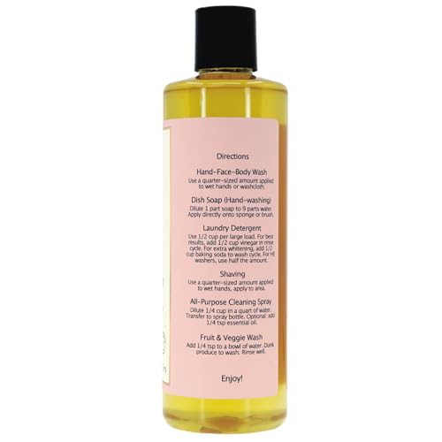 Image of Claya Pink Grapefruit Liquid Castile Soap - Organic Ingredients, Biodegradable, Citrusy Fresh Scent, Gentle for Skin and Multi-Purpose Use (2 Pack of 16 fl oz (Disc Cap))