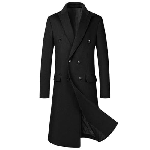 Men's Double Breasted Wool Blend Long Coat Winter England Style Business Casual Solid Color Trench Overcoat4