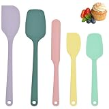 Silicone Spatula Set of 5, Food Grade Rubber Spatulas for Baking, Scraping, High Temperature...