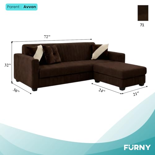 Image of SLEEPIFY Avren 3 Seater Velvet Fabric Sofa Set with 1 Ottoman (Dark Brown) | Premium Soft Velvet | Plush Comfort Cushions | Modern Living Room Sofa