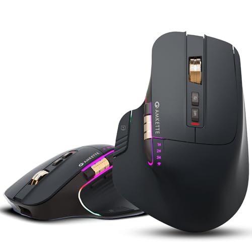 Image of Amkette XS Series Flow Plus Programmable Wireless Mouse /Bluetooth Mouse with Side Scroll, 2.4G+3xBT+Wired Mode, 8 Buttons, 6400 DPI, 1000Hz Polling, MultiOS Web-Software, Rechargeable, 2 Yrs Warranty