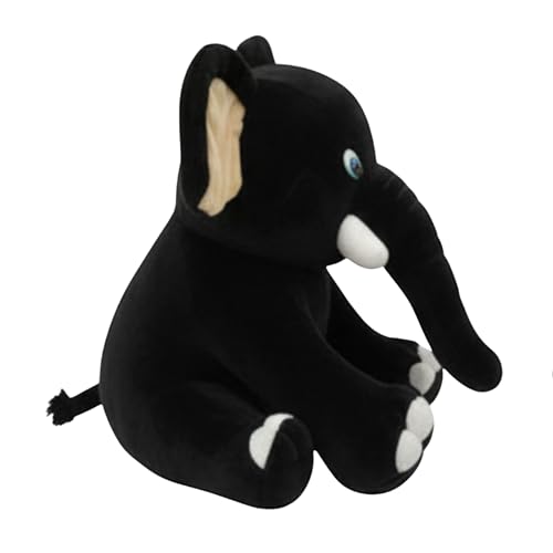 Image of Sitting Elephant Soft Toy - Black | Super-Soft Plush Stuffed Animal for Girls Kids | Soft Stuff Toy for Kids | Ideal for Birthday Gift - 36 CM | Cute-Design & Washable