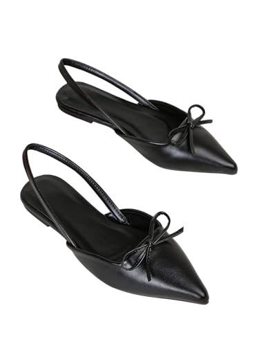 Image of Verdusa Women's Bow Pointed Toe Flat Shoes Slingback Flats Dress Shoes