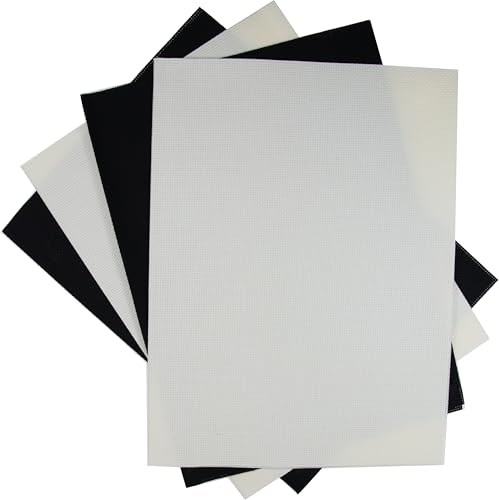 Image of KCS 4 pc of 12 inch x 18 inch(30cmx45cm) 14CT Counted Cotton Aida Cloth Cross Stitch Fabric (Antique White+Black)