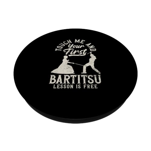 Bartitsu Touch Me Lesson Is Free Funny Bartitsi Fighter PopSockets Swappable PopGrip, Black - Image 2