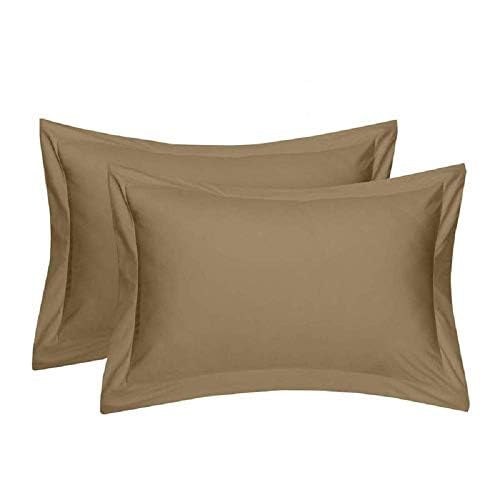 Oxford Pillow Cover Set of 2 Cotton (455 TC) with Zipper Closure,(16 x 24 Inches, Taupe, 2 Pieces,Cotton,Zip Closure)-image-43