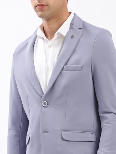 Image of SHOWOFFFF Men Solid Single Breasted Casual Blazer | Notched Lapel Full Sleeves Cotton Blazer for Mens | Slim Fit Regular Length Blazer for Men's