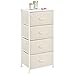 mDesign Tall Dresser Storage Tower Stand with 4 Removable Fabric Drawers - Steel Frame, Wood Top Organizer for Bedroom, Entryway, Closet - Jane Collection - Cream/White