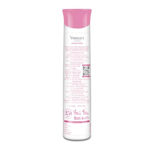Yardley London English Rose Refreshing Deodorant Body Spray For Women, 150ml