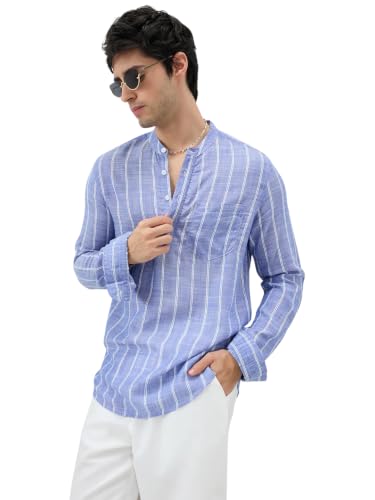 Image of VASTRADO Steel Blue Striped Kurta RK5411A