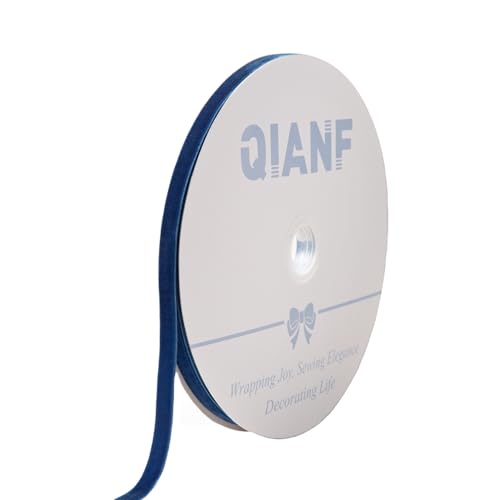 Image of QIANF Vintage Sapphire Blue Velvet Ribbon, 3 /8 Inch X 25Yd