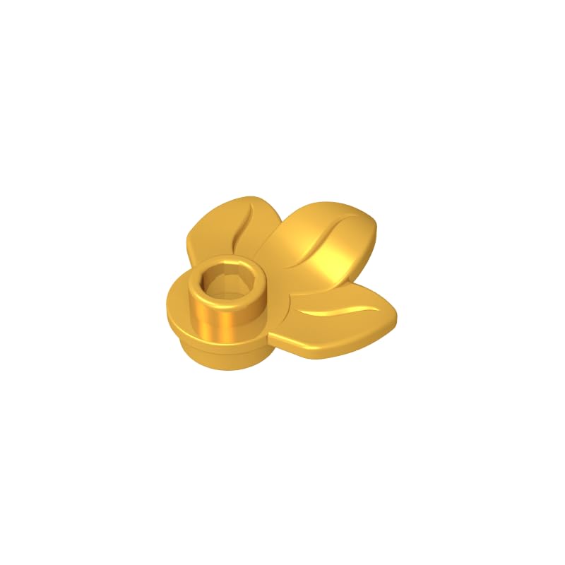 32607 Ornaments Plant, Plate 1x1 Round with 3 Leaves 50 Pieces GDS-1576 Compatible with Lego Building Blocks Color:Chrome Gold โ image 1