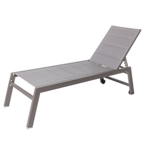 LOLAhome Tumbona Exterior Stella, Acolchada, Aluminio Gris Topo. 200x65 cm.
