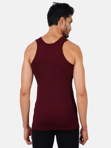 Image of RAMRAJ COTTON Pack of 2 Men's Multicolor Scoop Neck Sleeveless Cotton Undershirt Vest(Multicolor;100)