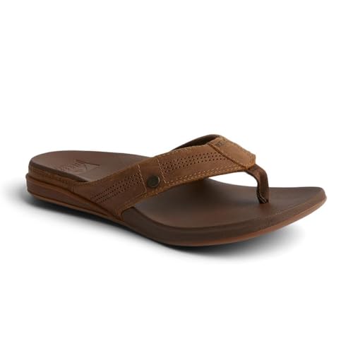 Men's Reef Cushion Lux Flip Flops with Full Grain Leather Strap