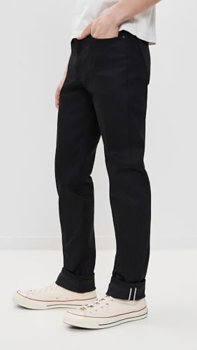 Naked & Famous Denim Men's Weird Guy Tapered Fit Jeans in Black Cobra Stretch Selvedge4