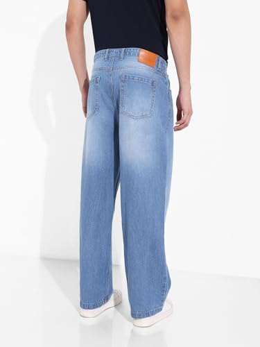 The Indian Garage Co Herren-Jeans, Baggy-Passform, mittelhohe Taille, Blau, 44 – Bild 3