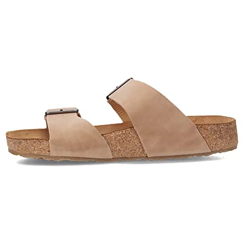 Image of HAFLINGER Andrea Elegant Leather Sandals with Rubber Sole and Cork Latex Footbed Unisex