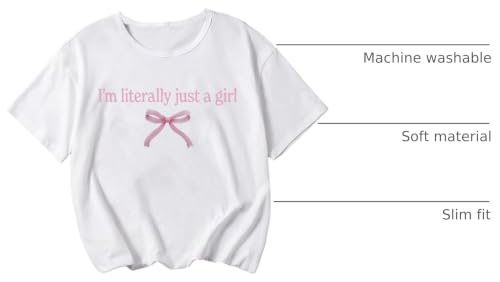 Image of RoseSeek Girl's Bow Graphic Tees Crew Neck Short Sleeve Summer T Shirts Preppy Cute Clothes for Girls