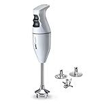 The Original bamix - Puree, Blend, Chop, Mix-150W Motor Guarantee-Swiss Made, Stainless Steel- (3) beater multi purp whisk Blades -3 speeds-BPA free-White/Light Grey-Ergonomic Grip