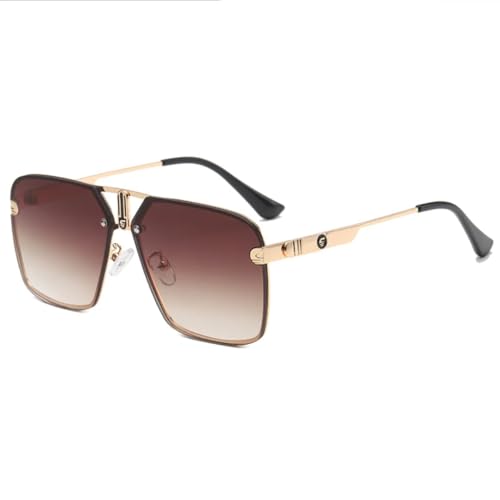 Lunettes de soleil UV400 avec monture en métal double pont stable