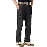 [TACVASEN] ロングパンツ メンズ トレッキング アウトドア カーゴパンツ ワーク 大きいサイズ ズボン 軍パン アメリカン 秋冬 おしゃれ ポケット付 ブラック M