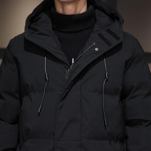 DGHM-JLMY Men's Mid Length Down Jacket Long Hooded Padded Puffer Jacket Full Zip Up Windproof Jacket Winter Coat4