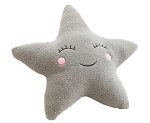 Image of Soft Plush ELONEL Star Pillow Moon Cloud Fresh Cushion Bed Pillow Home Office Sofa car seat Cushion Party Supplies (Star 19.5inch/50cm, Grey)