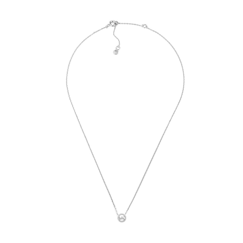 Michael Kors Women's Premium Kors MK Sterling Silver Logo Pendant Necklace, MKC1726CZ040