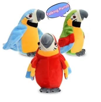 Image of PRIME Talking and Dancing Parrot Toy for Kids Soft Plush Musical Bird Toy with Preloaded Music /Songs, Voice Repeat and Dance Functions Funny Return Gift for Kids Multicolour Pack of 1 (Talking Parrot)