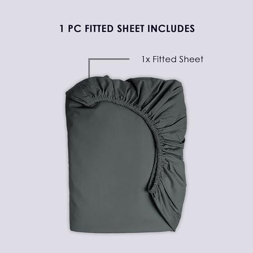 Pizuna Luxury Cotton European Single Fitted Sheet Dark Grey - Image 4