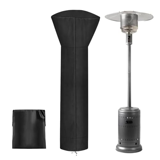 PureFit Waterproof Patio Heater Covers with Zipper, Heavy Duty Garden Windproof Heater Protector with Storage Bag, UV-Resistant Windproof Standing Heater Covers, Black, 89”H x 33”D x 19”