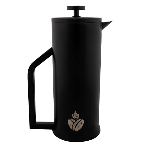Catholic Coffee Black French Press – 30oz Stainless Steel Coffee Maker with Elegant Design – Faith-Inspired Gift for Coffee Lovers