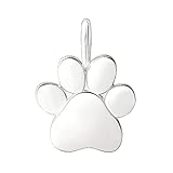 SCAMPER & CO .925 Sterling Silver Rhodium Plated Paw Engravable Charms Pendant for Women - Customizable Dog Charms, Personalized Pendant with Front and Back Engraving, 2 Lines of Text