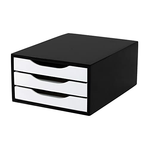 Caixa de Arquivo 3 gavetas, Mdf. Black Piano C/Gaveta Branca - Souza & Cia (Ref: 3338)