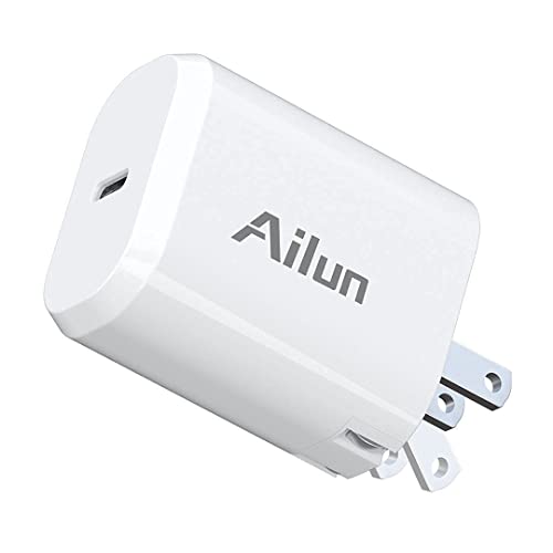 Ailun Usb C Power Adapter,Pd Port Wall Charger Block 20W Foldable Fast Charge And Usb C To Lightning Cable 2Pack [6Ft Mfi Certified] Cord And Usb C Female To Usb A Male Adapter With Keychain 2Pack #TOP1