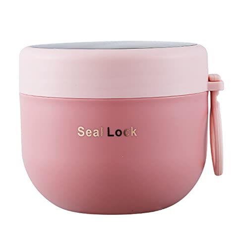 bainuote Muesli Taza para Llevar 600ml Taza de Muesli Taza de Yogur Ensalada a Prueba de Fugas Taza de Gachas de Avena Fiambrera de PP Cuchara Plegable para Cada Desayuno Almuerzo - Rosa