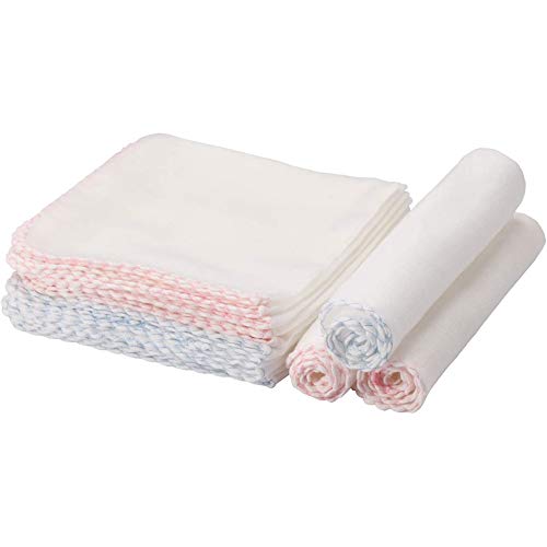 Preisvergleich Produktbild Baumwoll-Musselin-Tücher für Gesichtsreinigung,weiche Baumwolle,wiederverwendbar,weiches Gesichts-Musselintücher zum Waschen und Entfernen von Make-up,Packung mit 3 Stück (25 cmx25 cm,Rosa und Blau)