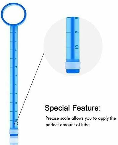 Image of Lube Applicator for Women Man, 2PCS Injector with 10ml Scale Smooth Rounded Cap, Reusable, Easy to Clean (Blue-Red)