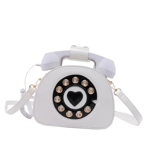 Paquet bandoulière original style téléphone rétro en polyuréthane blanc portable pour femme
