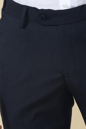 Image of Peter England Men's Slim Fit Mid Rise Solid Formal Trouser