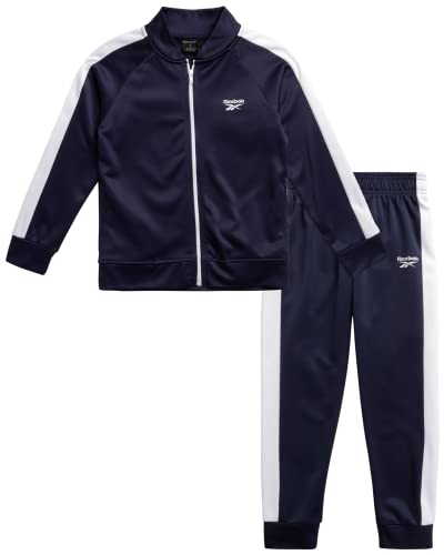 Reebok Baby Boys' Jogger Set - 2 Piece Full Zip Tricot Playwear Tracksuit (Size: 12M-7), Size 18M, Medium Grey, Size 12M, Navy Blue #TOP18