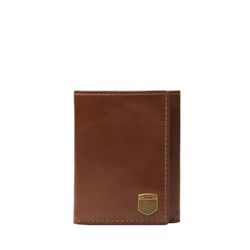 Image of Fossil Men's Wallet, Hayes Leather Trifold Wallet for Men, Brown