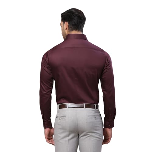 Image of Raymond Men Cotton Slim Fit Solid Pattern Semi Cut Away Collar Formal Shirt