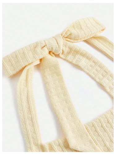 Verdusa Girl's Textured Backless Halter Tops Ruched Sleeveless Slim Fitted Tank Top3