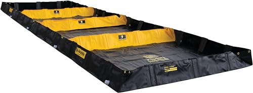 Image of Justrite 4 Zone Decontamination Berm, 6' x 20' with a 598 Gallon Spill Capacity, PVC Coated Fabric for Spill Containment and Quick Decontamination, Made in The USA, Black, 28574